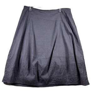 Eileen Fisher Women Skirt Lantern Bubble Linen Blend Midi Tulip Navy Large I222